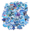 49Pcs Cute Blue Sea Marine Animals Stickers Suitcase Laptop Skateboard Decals 3C