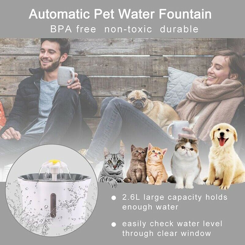 Cat Water Fountain, 2.6L/88Oz Dog Water Fountain, Flower Drinking Water Fou