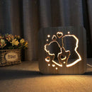 Creative Wooden Carving LED Desk Lamp USB Charging Port Night Light for Wedding
