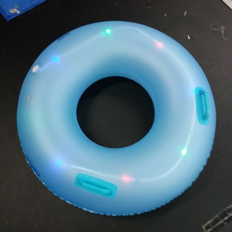 31 Inch Inflatable Swim Ring Swimming Pool Tube Float with LED Light for Adults