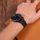 Fashion Unisex Women Men Wristwatches PU Strap Analog Quartz Watch (Black) A