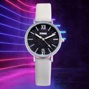Waterproof Star Sky Quartz Watch Women Leather Strap Wristwatch (White B) A