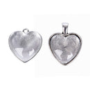 60pcs Heart Pendant Trays Bright Glass Cabochon for Photo DIY Jewellery Mak FT