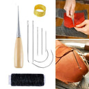 10pcs DIY Sewing Needles with Leather Waxed Thread Cord Drilling Awl and Thimble