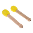 2 Pcs Wooden Sand Hammer Handbell for Kids Learning Educational Toys Yellow