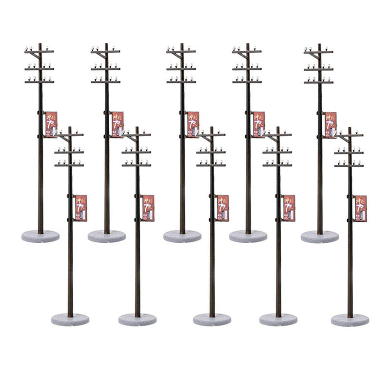 10Pcs Standard 1:87 Mini Electric Line Pole For Train Park Layout HO Scale