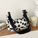 Women Plush Cow Printed Chest Bag Casual Street Crossbody Shoulder Pack (1)