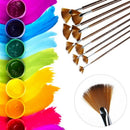 9Pcs Fan Shape Brush Pen Painting Set Nylon Hair Acrylic Watercolor Art Supplies