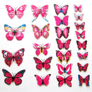 12pcs PVC Butterfly Wall Stickers Wedding Party Butterflies Deor Rose Red