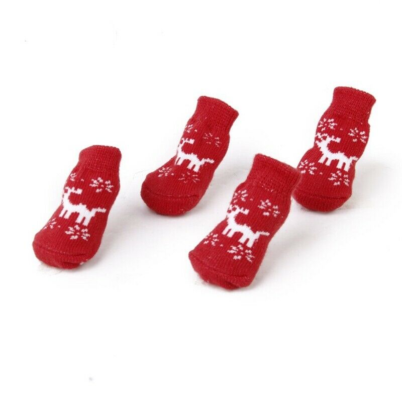 Christmas Dog Cat Paw Protection reindeer non - slip socks S