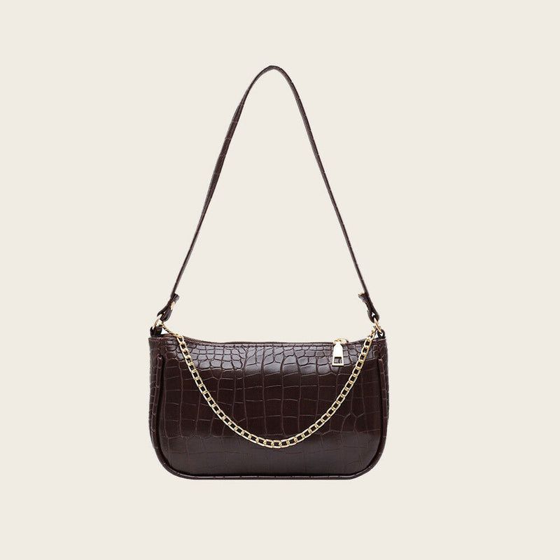 Crocodile Leather Women Handbags Shoulder Ladies Totes Bags (Chain Coffee)