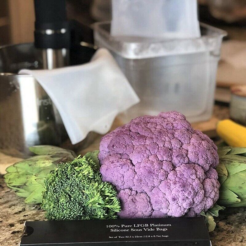 2 Pack Premium Reusable Large Cooking Silicone Sous Vide Bags Fresh Keeping