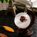 Beautiful Weather Forecast Crystal Storm Glass Wooden Base Globe Shape Desk