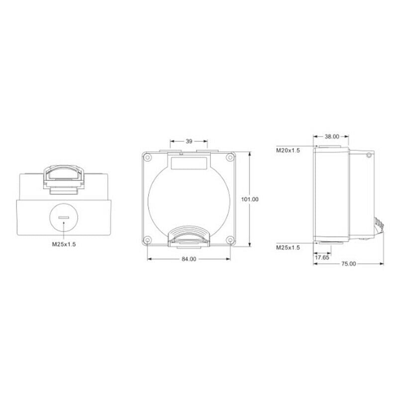 3 pin 10 Amp 10A Power Inlet - Weatherproof - IP66 for Motorhome RV 240V 3C