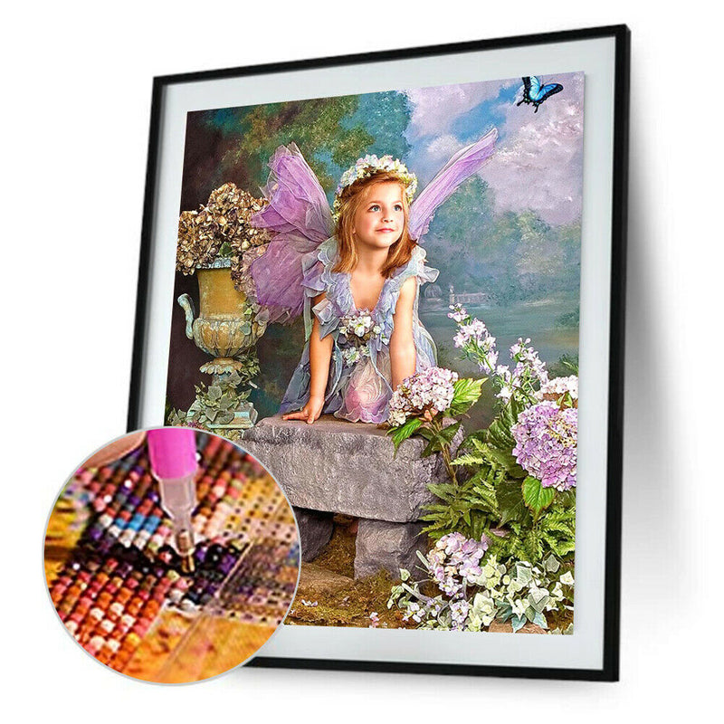 DIY Diamond Painting Cross Stitch Angle Girl In Flowers Diamond Embroidery