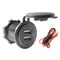 Car Motorcycle 4.8A Dual USB Charger Socket with Touch Switch+Power Cord