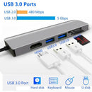 USB 3.1 Type C Hub to PD 6 in 1 USB 3.0 HDMI Laptops Docking Station for Ma
