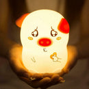 Silicone Cute Pig Pat Light 7 Color Changing LED Night Lamp Bedside Lights