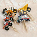 24pcs Cake Dessert Inserted Card Prod with Car Tractor Pattern