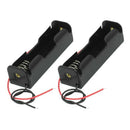 2 Pcs Black 18650 Flat Tip Batteries Battery Holder Case w Wire Leads