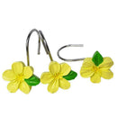 Yellow Flower Shaped Rust Resistant Decorative Shower Curtain Hooks 12- Pac