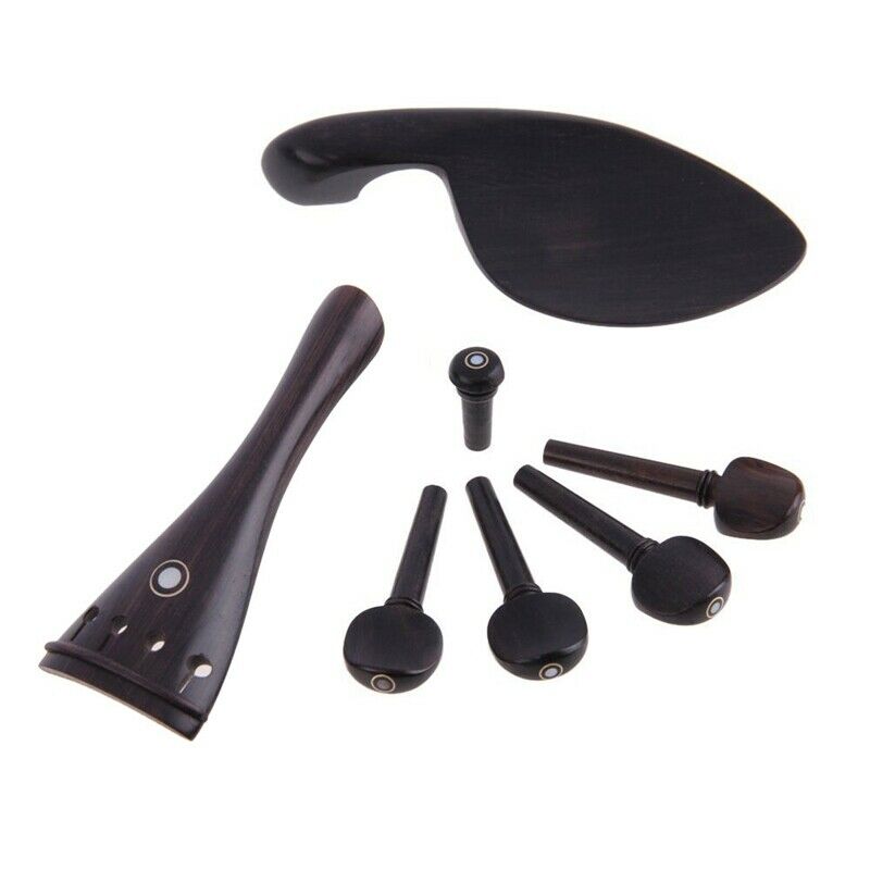 4/4 Ebony Violin Parts Tailpiece Pegs Chinrest Maple Bridge Set