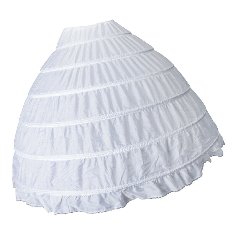 White Long 6-Hoop Petticoat Extra Full Wedding Prom Ball Crinoline Underskirt