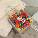 Peking Opera Printed Handbag Women Canvas Shopping Shoulder Bag (Style 2)
