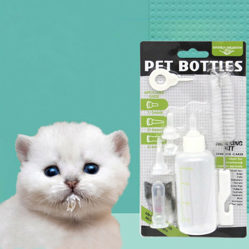 60ML Pet Dog Cat Milk Feeder with Cleaning Brush Newborn Cat Milk FeederSEAU