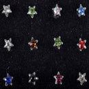 24Pcs Rhinestone Surgical Steel Star Nose Ring Bone Stud Body Piercing Jewelr FT