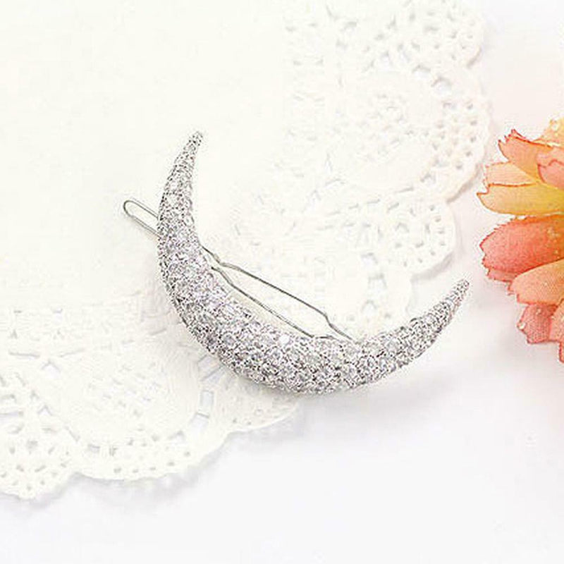 Glitter Moon Rhinestone Hair Clips Hair Styling Pins Fringe Clip Headwear A
