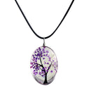 Jewelry Real Dried Flower Necklace Tree Shaped Rope Glass Long Pendant Neck O7X6