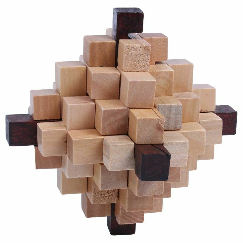 Wooden Primary Color Big Pineapple Lock Logic Puzzle Burr Puzzles Brain Tea Y1L7