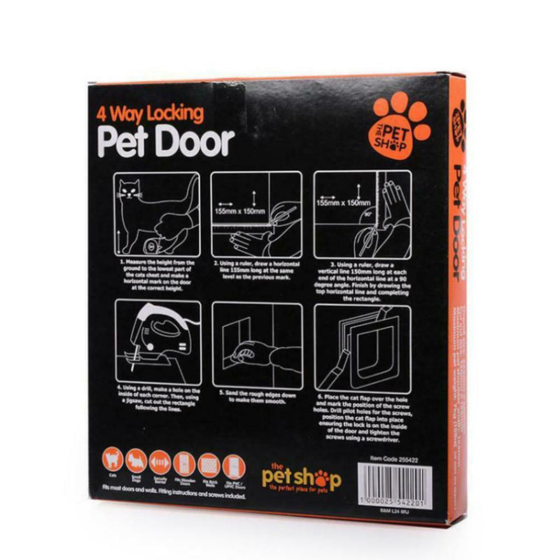 4 Way Locking Pet Cat Kitty Small Dog Doggy Puppy Flap Safe Door Tunnel Lot