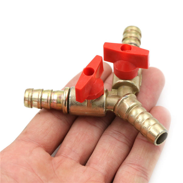 3Way Tee Brass Y Shut Off Ball Valve 5/16" 8Mm Barb Fuel Gas Oil/Valve Clamp OZ