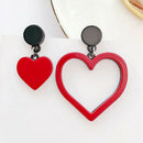 Acrylic Fashion Heart Shaped Lady Sweet Asymmetric Red Earrings
