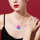 Natural Rainbow Stone Necklace Fluorite Crystal Pendant Women Jewelry