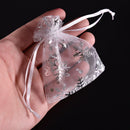 New100X Snowflake White Jewelry Candy Organza Pouch Wedding Favor Bag 7X9 Cm ME