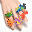 2x Random Dinosaur Finger Ring PVC Soft Cartoon Dinosaur Rings Kids Toys Gifts