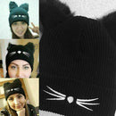 Women Devil Horns Cat Ear Winter Beanie Crochet Braided Ski Cap Wool QA Kni J5M5