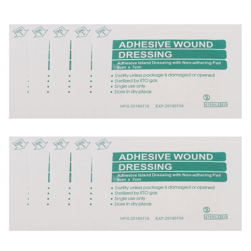 10P Non woven  Adhesive Wound Dressing Band First Aid Bandage-6X7cm O9Y1