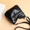 Fashion Messenger Bag Women Leather Multi Pocket Shoulder Handbag (Black)