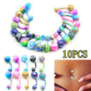 10PCS Surgical Steel Ball Barbell Navel Ring Belly Button Rings Body Piercing  Z