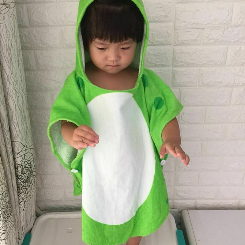 Children Bath Towel Robe Kids Hooded Beach Swimming Poncho Dinosaur Pattern W7G6