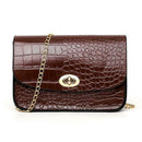 Crocodile Leather Messenger Bag Women Retro Purse Shoulder Handbag (Brown)