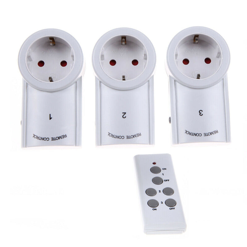EU 3 Pack Wireless Remote Control Power Outlet Light Switch Plug Socket