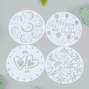 4* Birthday Cake Stencils Template Mold Embossed Spray Flower Cake F6M9 Fon R2T8