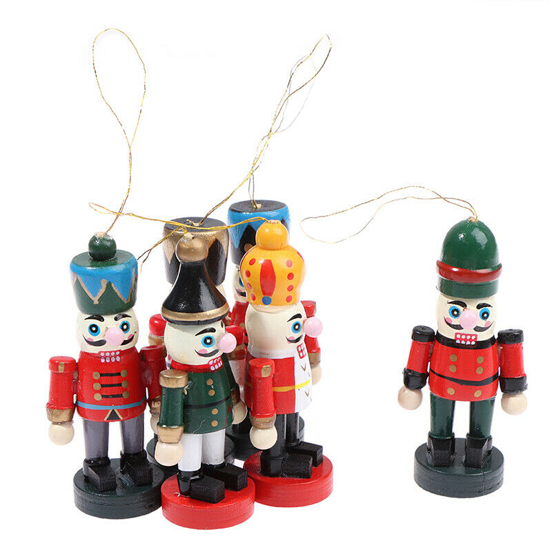 1Pcs 6cm Mini Wooden Nutcracker Soldier Christmas Tree Pendants Home Decor G Hn