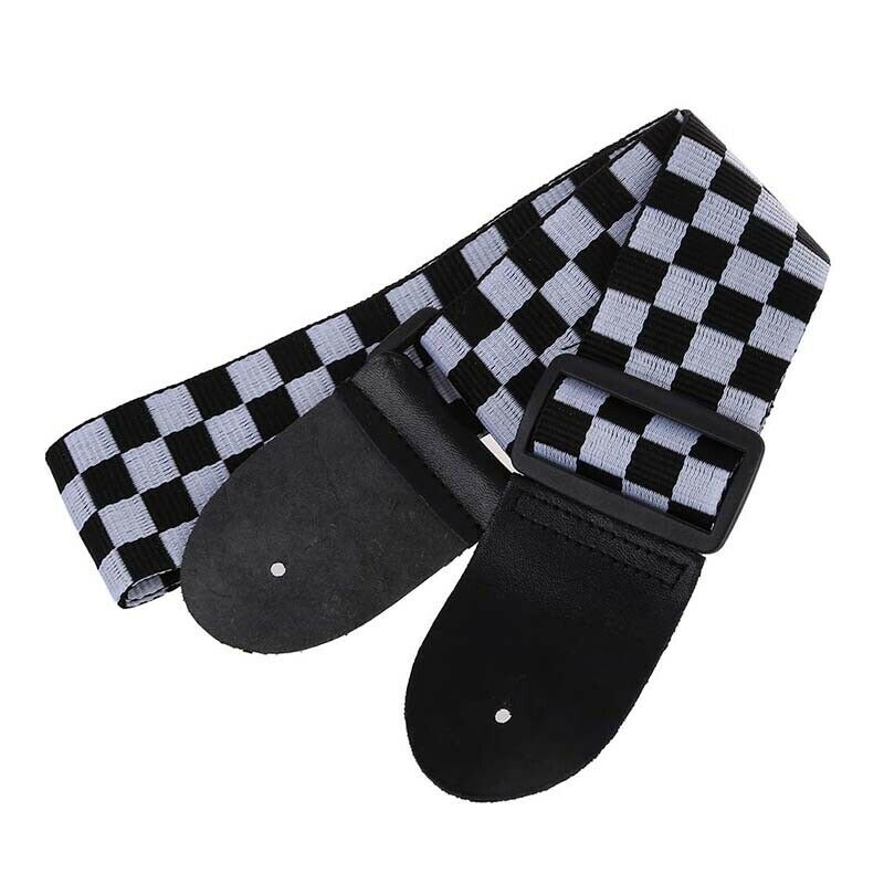 Black White Checker Flag Strap For Electric Acoustic Guitar Musical Instrum