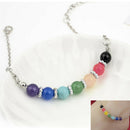 Jewelry Seven Chakra Seven Colors Crystal Agate Jade Bead Metal Anklet lj